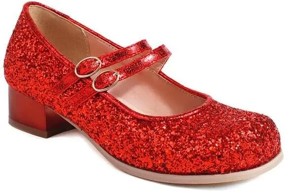 Women Exquisite Mary Jane Pumps Low Block Heels with Bling Sequins