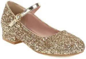 Women Mary Jane Pumps Round Toe Low Block Heels with Bling Sequins