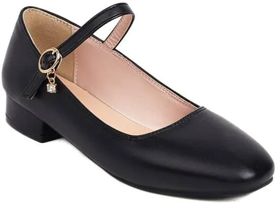 Women Mary Jane Pumps Square Toe Low Block Heels for Office College