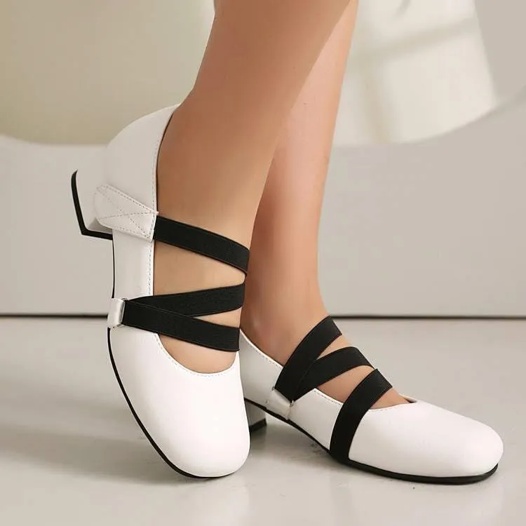 Women Mary Jane Pumps Square Toe Low Block Heels