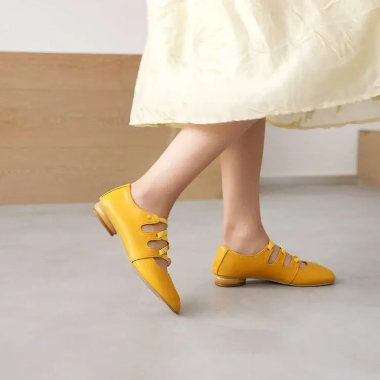 Women Preppy Style Mary Jane Pumps Square Toe Low Block Heels