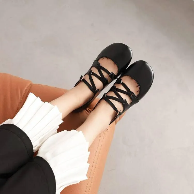 Women Preppy Style Mary Jane Pumps Square Toe Low Block Heels