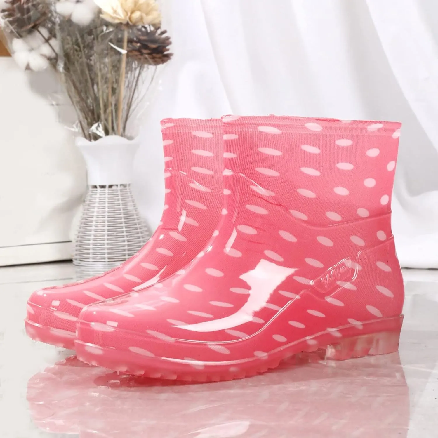 Women Rain Boots Wide Calf Comfort Lightweight Waterproof Fall Women's Ankle Rain Boots Slip On Garden Outdoor Shoes