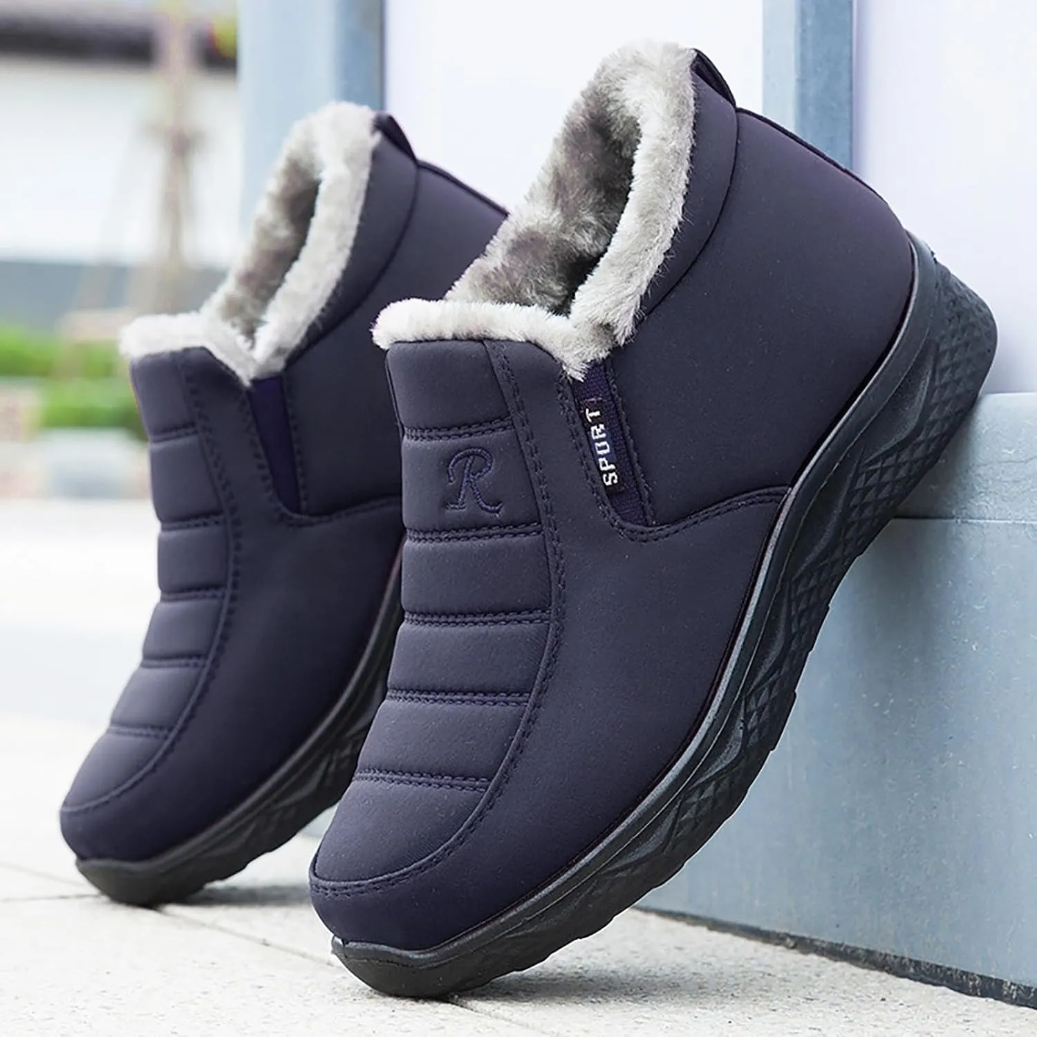 Women Snow Boots Waterproof Winter Boots Non Slip Fully Fur Booties Casual Slip on Ankle Boots Thickening Winter Shoes Walking Hiking Booties