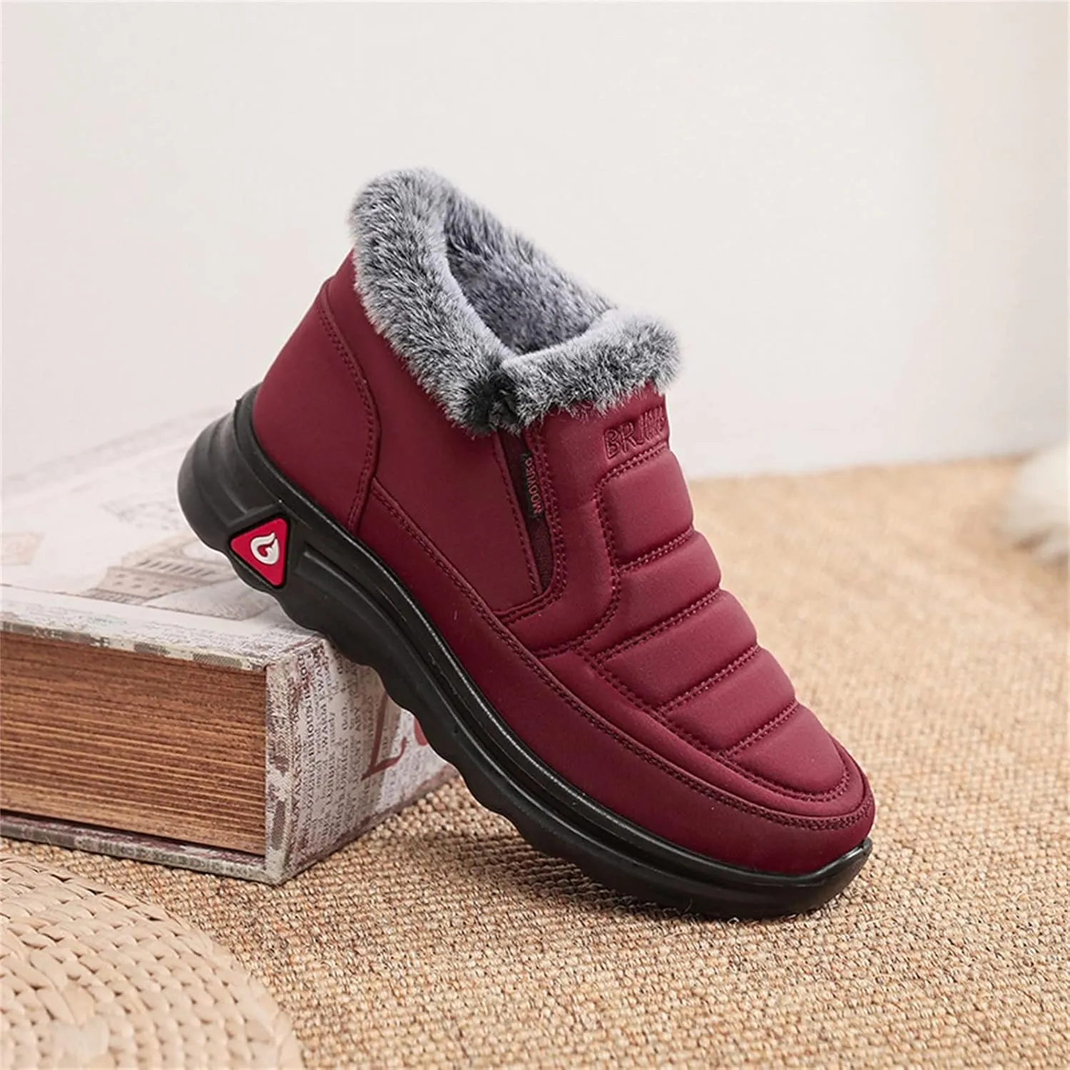 Women Snow Boots Waterproof Winter Boots Non-slip Fully Fur Booties Casual Slip on Ankle Boots Thickening Winter Shoes Walking Hiking Booties