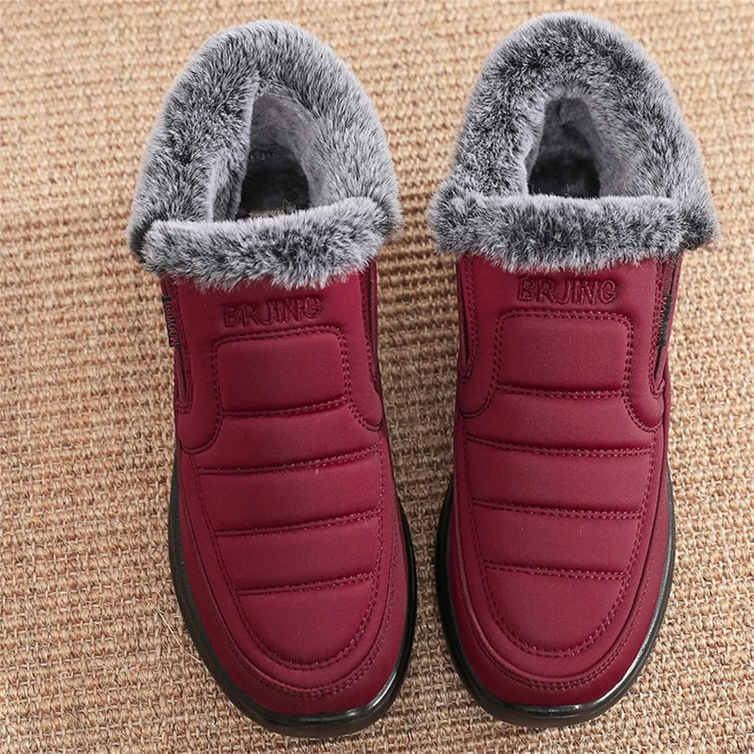 Women Snow Boots Waterproof Winter Boots Non-slip Fully Fur Booties Casual Slip on Ankle Boots Thickening Winter Shoes Walking Hiking Booties