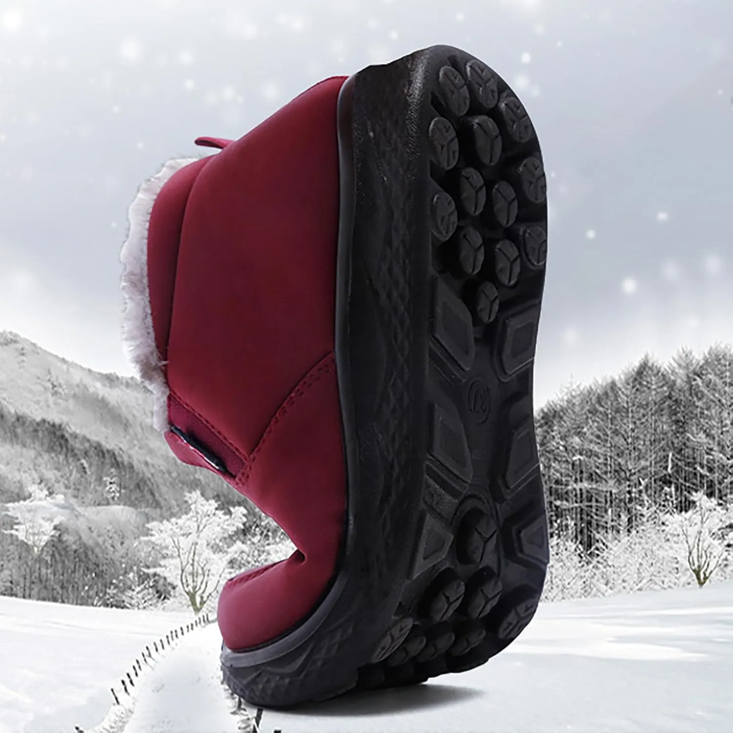 Women Snow Boots Waterproof Winter Boots Non Slip Fully Fur Booties Casual Slip on Ankle Boots Thickening Winter Shoes Walking Hiking Booties