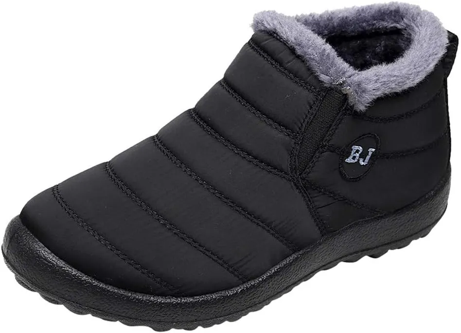 Women Snow Boots Waterproof Winter Boots Non Slip Fully Fur Booties Lightweight Slip on Ankle Boots Thickening Winter Shoes Walking Hiking Booties