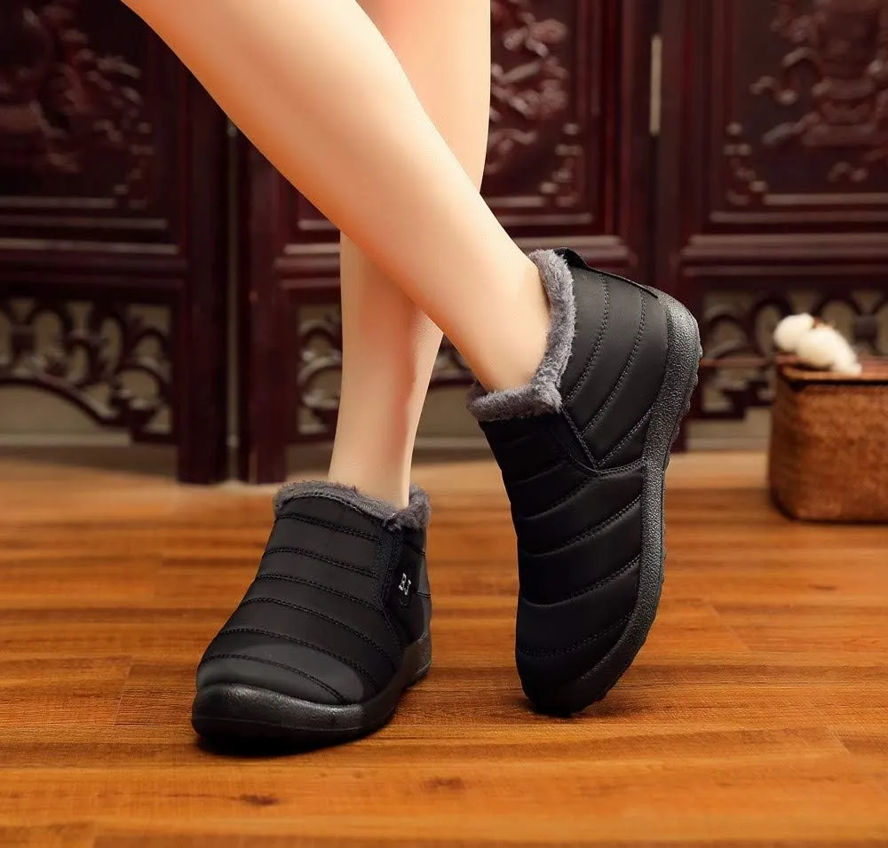 Women Snow Boots Waterproof Winter Boots Non Slip Fully Fur Booties Lightweight Slip on Ankle Boots Thickening Winter Shoes Walking Hiking Booties