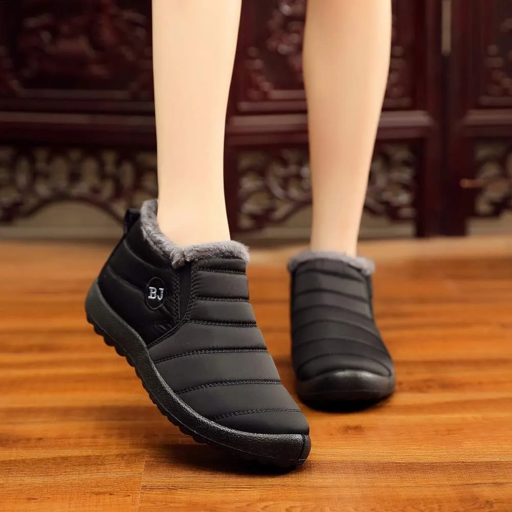 Women Snow Boots Waterproof Winter Boots Non Slip Fully Fur Booties Lightweight Slip on Ankle Boots Thickening Winter Shoes Walking Hiking Booties