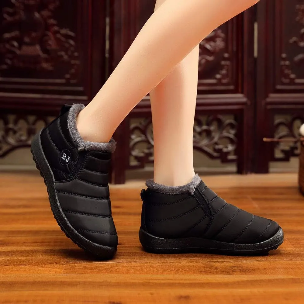 Women Snow Boots Waterproof Winter Boots Non Slip Fully Fur Booties Lightweight Slip on Ankle Boots Thickening Winter Shoes Walking Hiking Booties