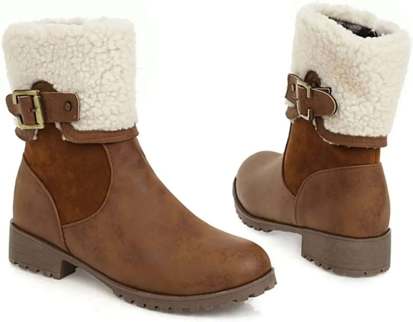 Women Snow Boots Waterproof Winter Boots Non Slip Warm Fur Booties Lightweight Slip on Ankle Boots Thickening Winter Shoes Walking Hiking Booties