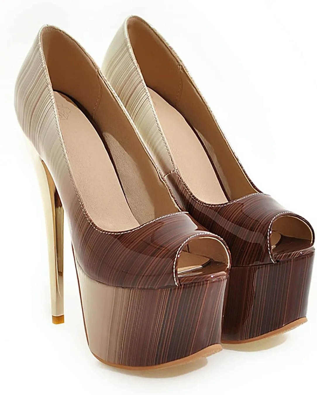 Women Stiletto Shoes Slip On High Heel Shoes Heels Platform Wedding Party Dress Pumps Stiletto High Heels Shoes Work Comfy Shoes,Brown,35 EU/4 US