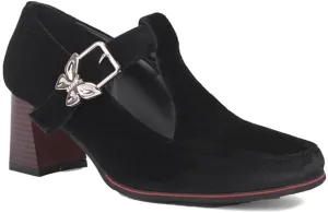 Women T-Strap Mary Janes Pumps Metal Butterfly Square Toe Block Heel