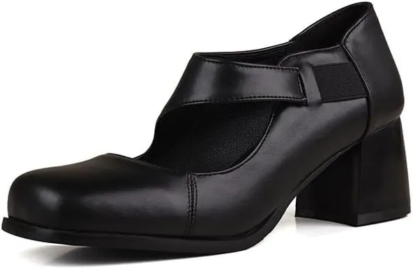 Women Vintage Mary Jane Pumps Square Toe Block Heels