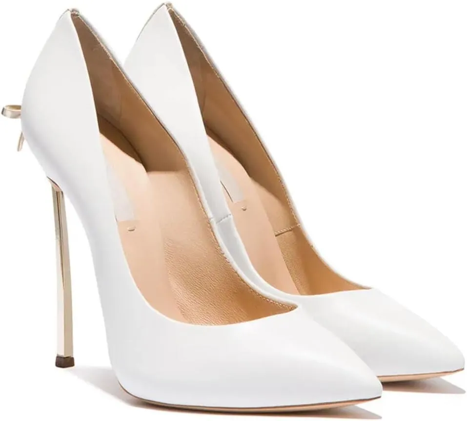 Women Wedding High Heels Bridal Shoes Bow Stiletto Pumps Thin Heels Super High Elegant Party Shoes Slip-On Pointed Toe