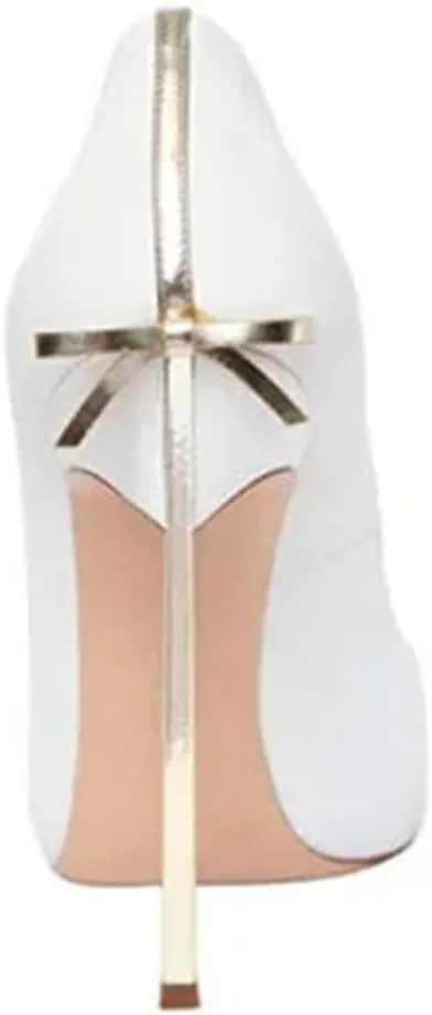 Women Wedding High Heels Bridal Shoes Bow Stiletto Pumps Thin Heels Super High Elegant Party Shoes Slip-On Pointed Toe