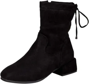 Women's Ankle Boots Ladies Rain Chelsea Shoes Casual Fashion Wild Lace-Up Flat Short Booties, Uniform Dress Shoes | Hiking Waterproof Desert Out Leather Cut Jeans (Black 39)