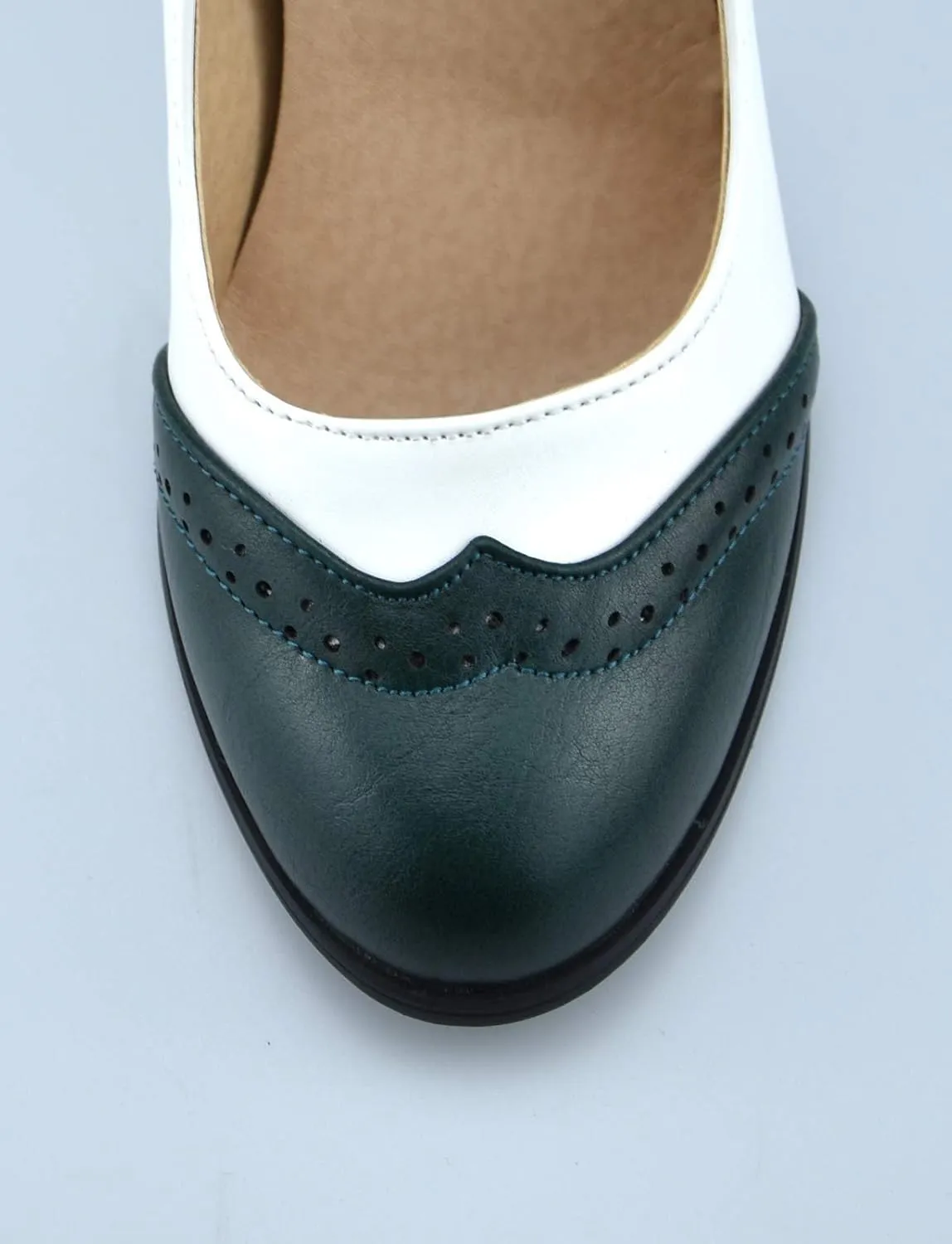 Womens Brown Retro Mary Jane Oxford High Heels Pumps Shoes for Women Teardrop Cutout Round Toe Pierced Strappy Oxfords Mary Janes High-Heel Pump Shoe