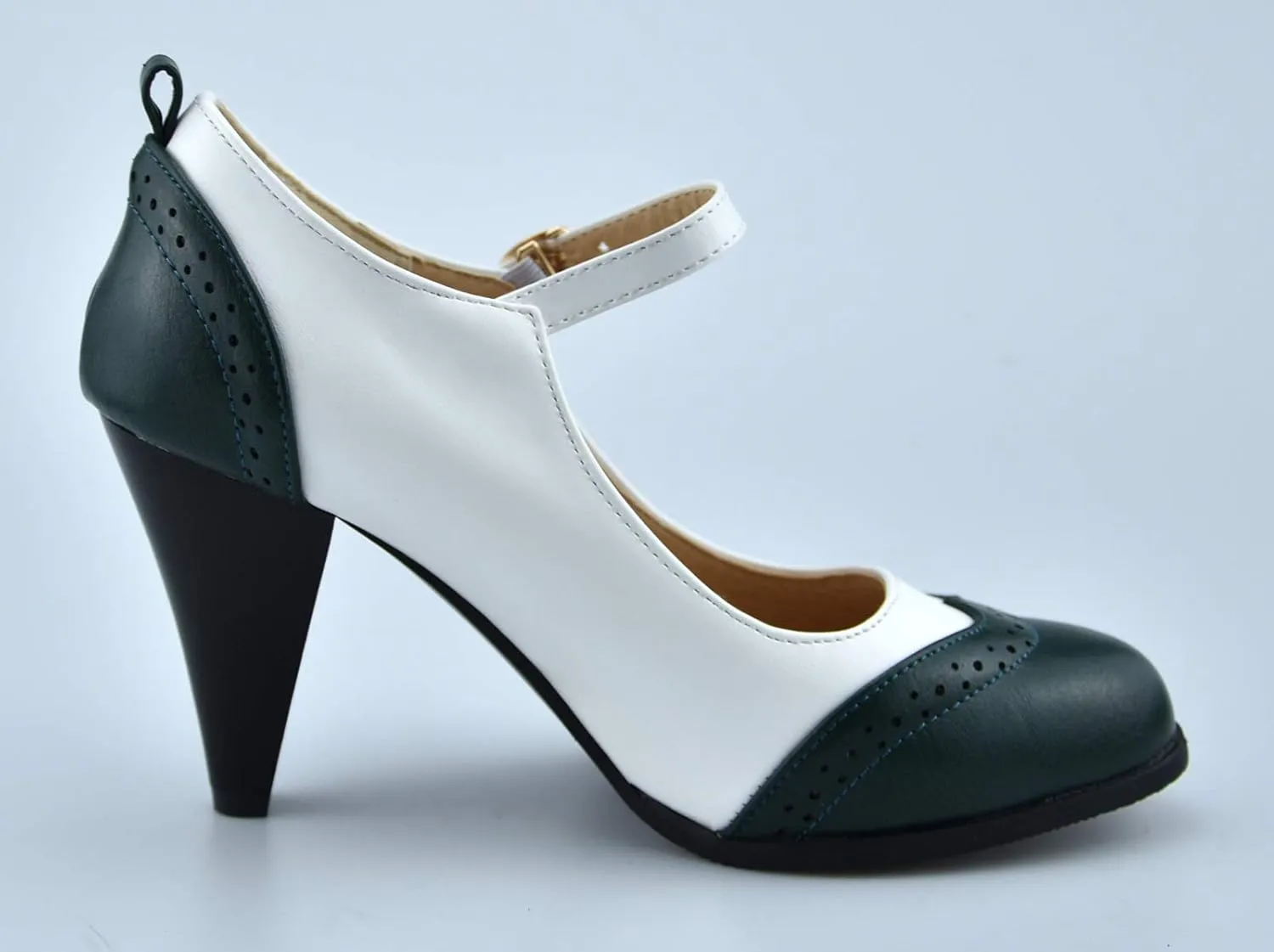 Womens Brown Retro Mary Jane Oxford High Heels Pumps Shoes for Women Teardrop Cutout Round Toe Pierced Strappy Oxfords Mary Janes High-Heel Pump Shoe