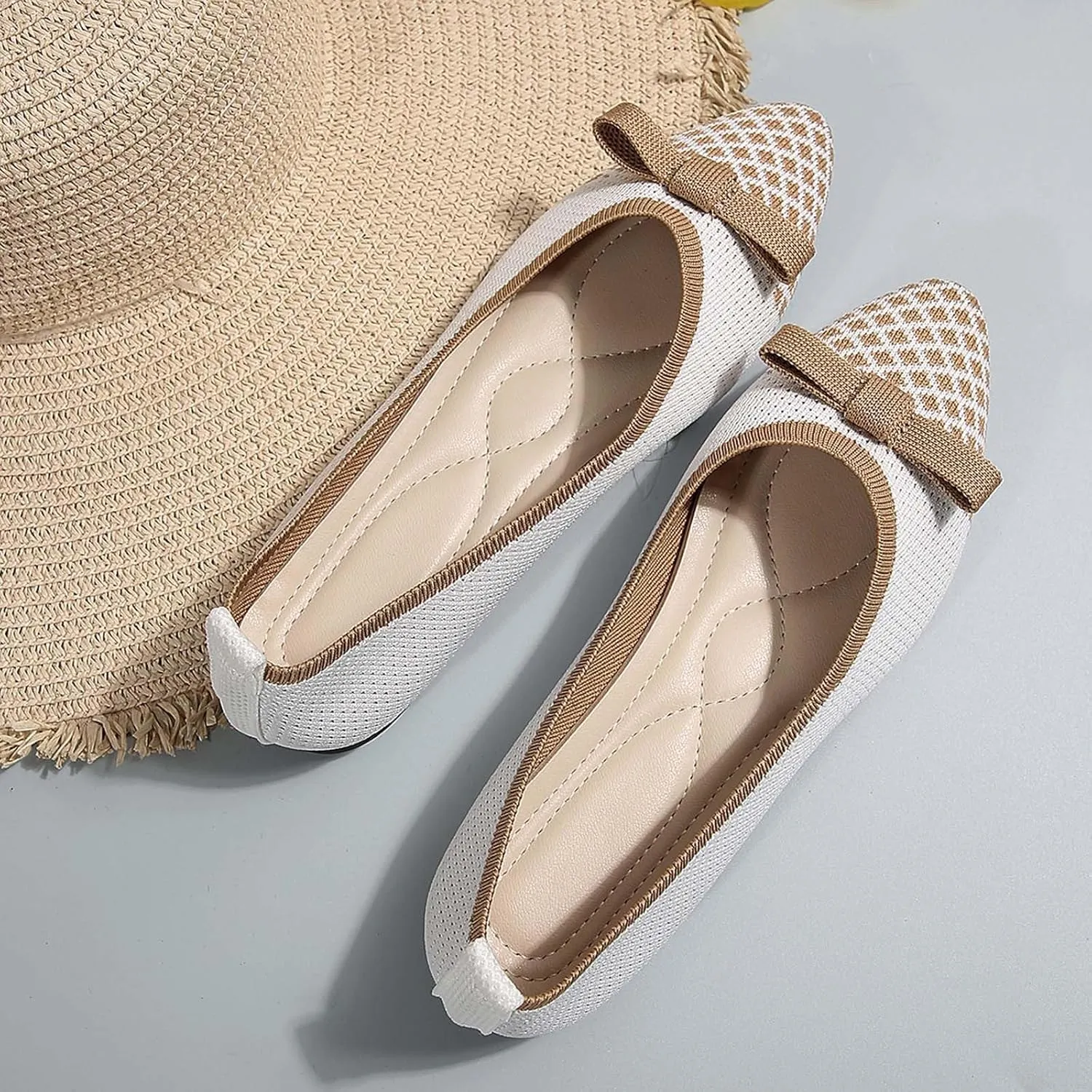 Women's Casual Pointed Toe Comfortable Slip On Ballet Shoes for Daily Wear with Skirt Outfits Spring Summer
