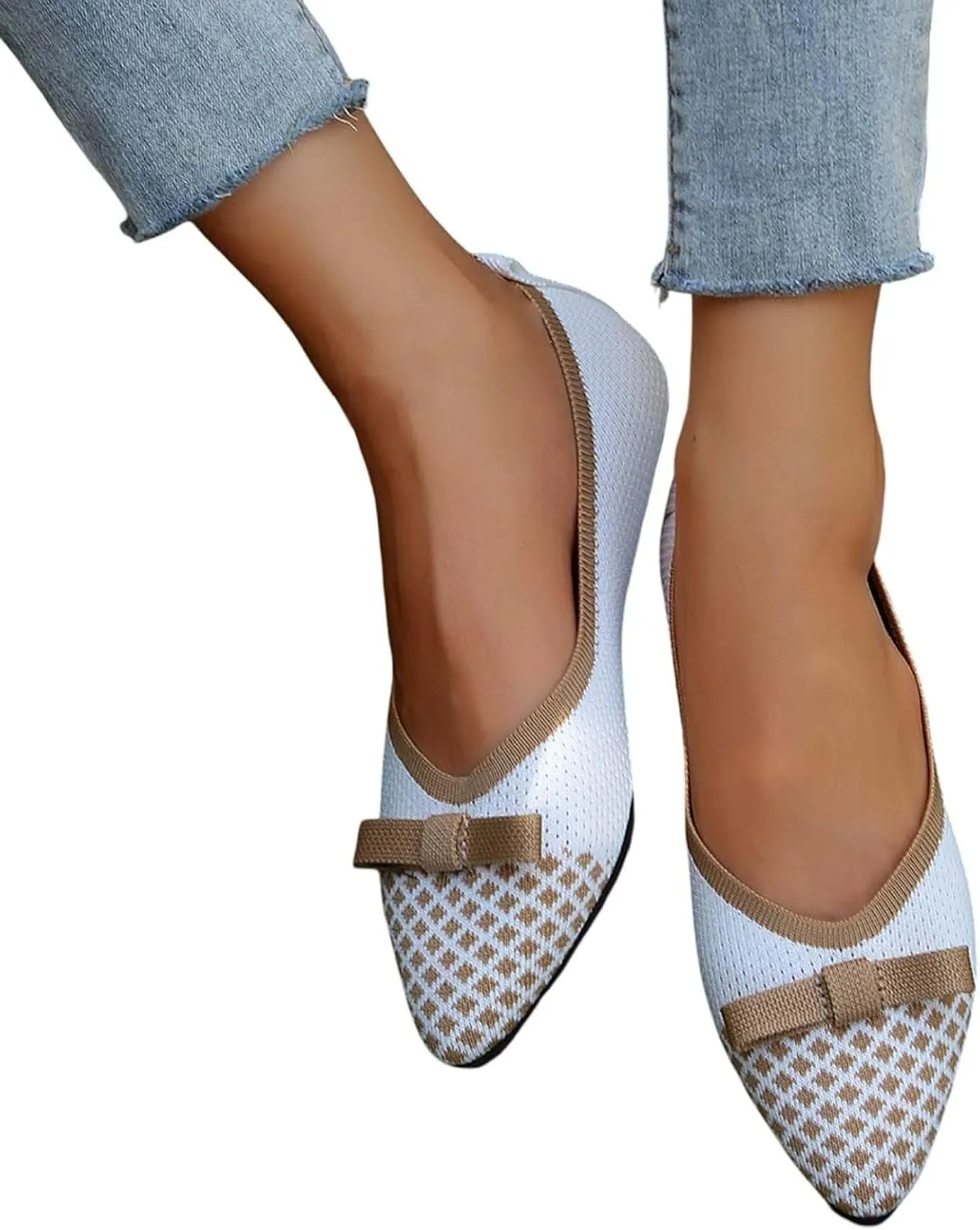 Women's Casual Pointed Toe Comfortable Slip On Ballet Shoes for Daily Wear with Skirt Outfits Spring Summer