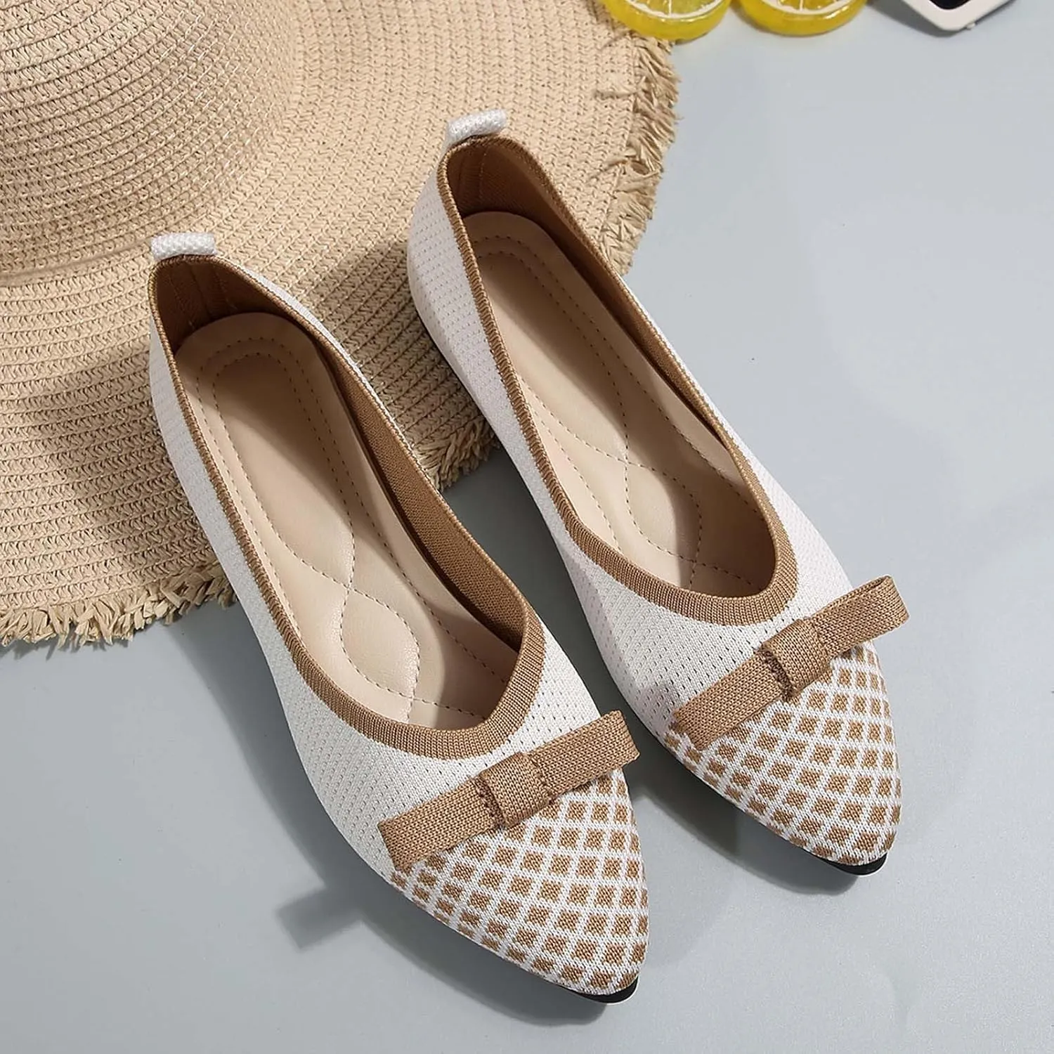 Women's Casual Pointed Toe Comfortable Slip On Ballet Shoes for Daily Wear with Skirt Outfits Spring Summer
