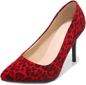 Women's Fashion Leopard Stiletto High Heel Dress Pumps Pointed Toe Slip On Party Office Pump Shoes