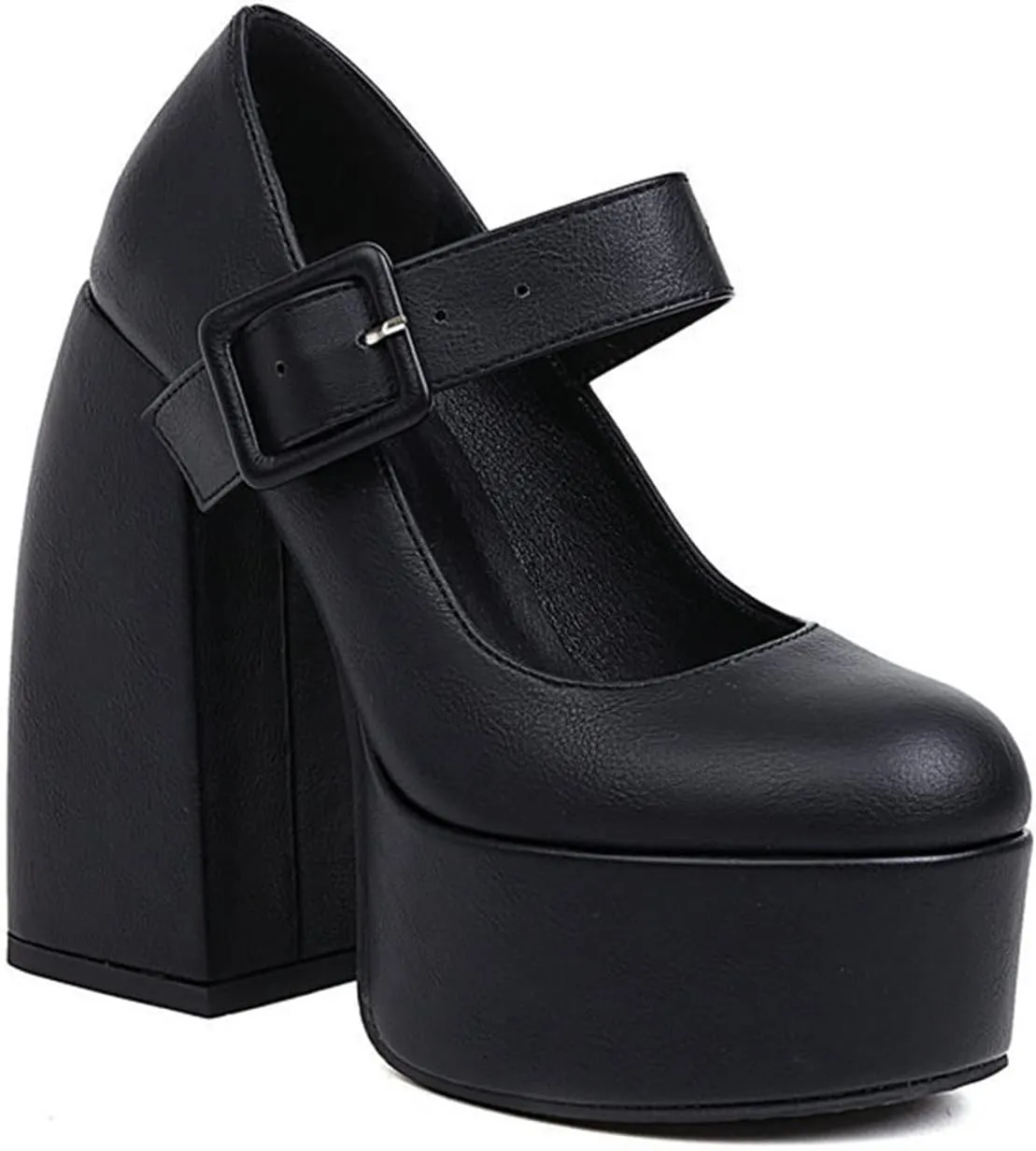 Women's Gothic Mary Jane Pumps Round Toe Chunky High Block Heels Ankle Strap Dress Platform Shoes