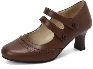 Women's Hoof Heel Mary Janes Pumps