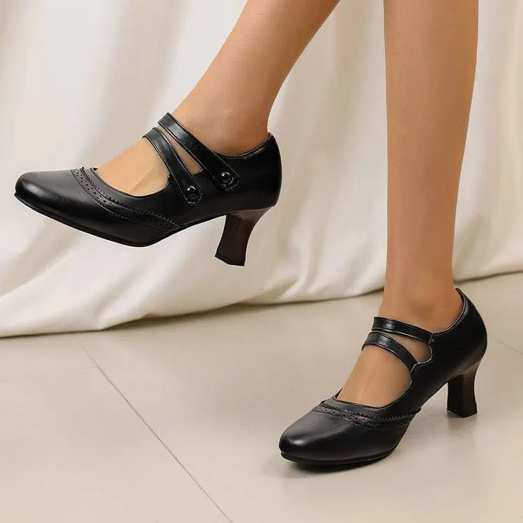 Women's Hoof Heel Mary Janes Pumps