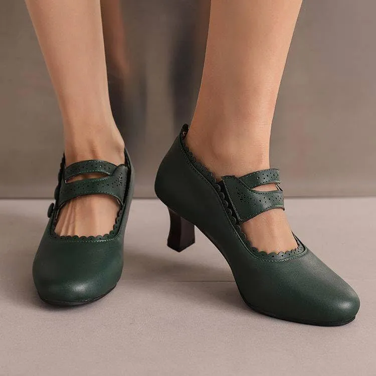 Women's Hoof Heel Mary Janes Pumps