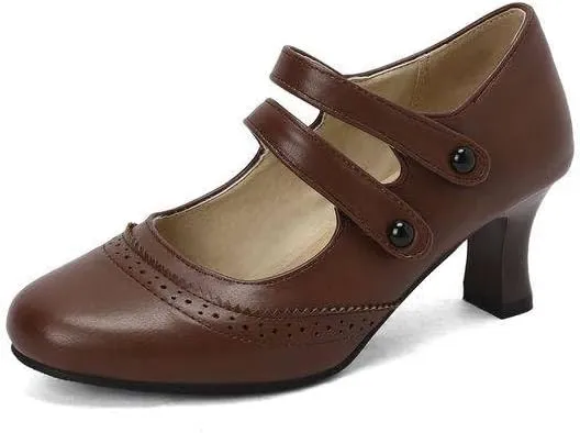 Women's Hoof Heel Mary Janes Pumps