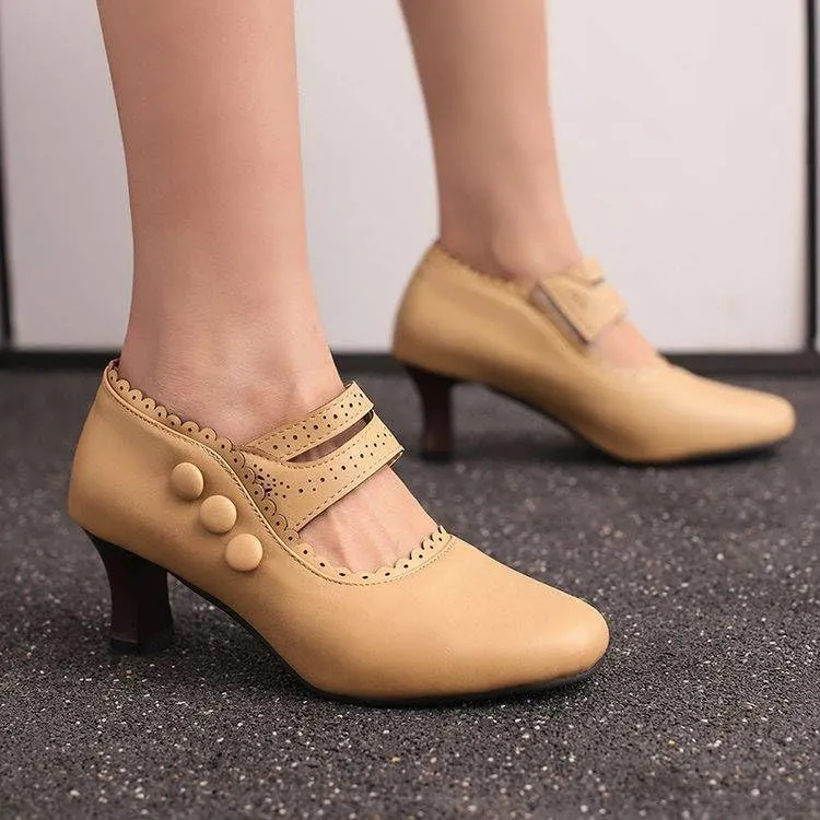 Women's Hoof Heel Mary Janes Pumps