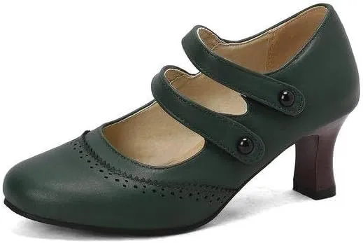 Women's Hoof Heel Mary Janes Pumps