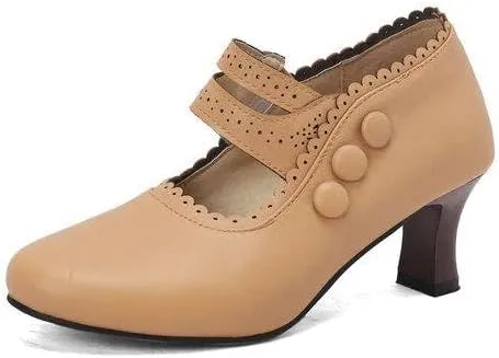 Women's Hoof Heel Mary Janes Pumps