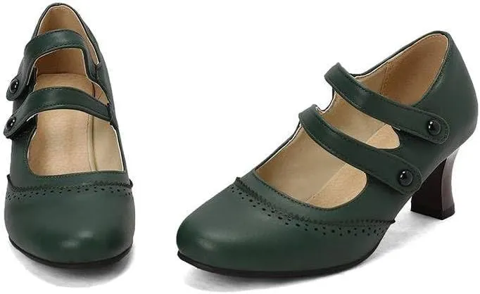 Women's Hoof Heel Mary Janes Pumps