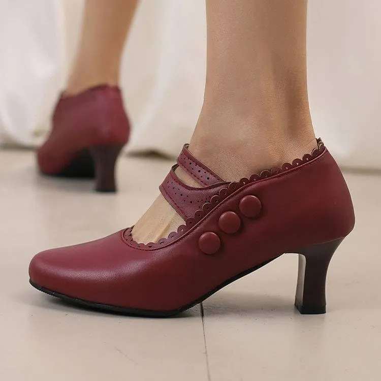 Women's Hoof Heel Mary Janes Pumps