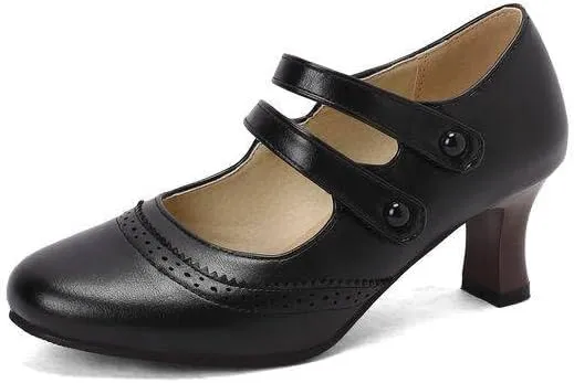 Women's Hoof Heel Mary Janes Pumps