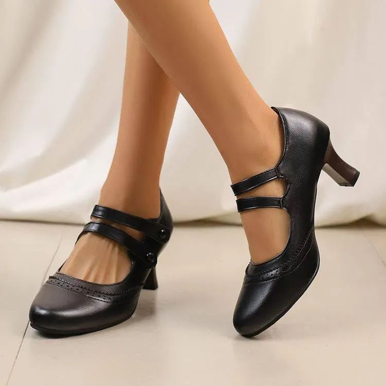 Women's Hoof Heel Mary Janes Pumps