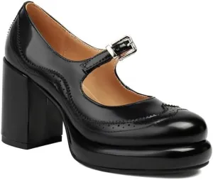 Women's Patent Leather Mary Janes Platform Square High Heel Pumps