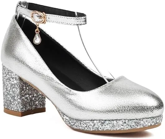 Women's Patent Leather Platform Ankle Straps High Heel Pumps Wedding Bridal Shoes