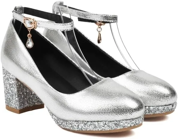 Women's Patent Leather Platform Ankle Straps High Heel Pumps Wedding Bridal Shoes