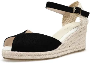 Womens Platform Wedges Espadrilles, 3" Wedge, Soft Ankle-Tie Strap, Closed Toe, Classic Summer Sandals