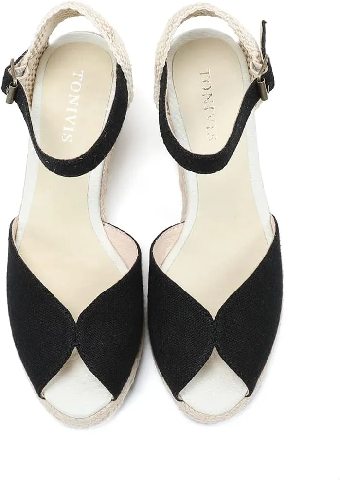 Womens Platform Wedges Espadrilles, 3" Wedge, Soft Ankle-Tie Strap, Closed Toe, Classic Summer Sandals