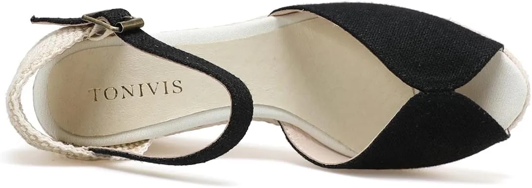 Womens Platform Wedges Espadrilles, 3" Wedge, Soft Ankle-Tie Strap, Closed Toe, Classic Summer Sandals