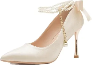 Women's Pointed Toe Stiletto Heel High Heels Wedding Party Shoes Embellished Slip-On Fashion Pump