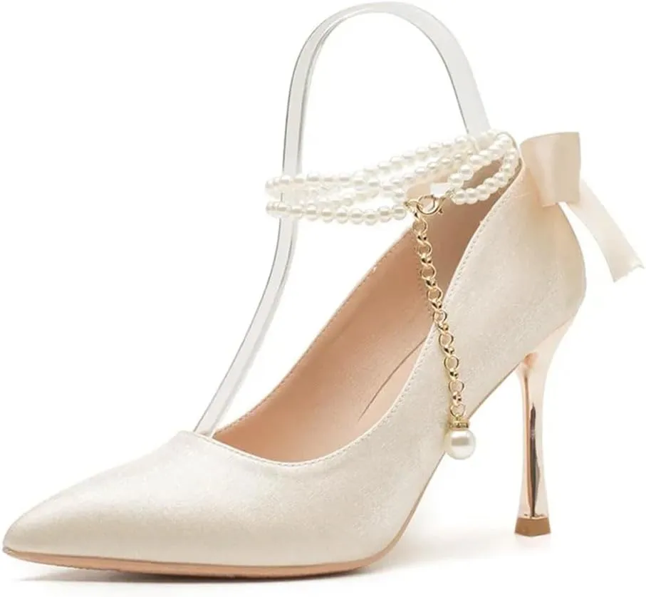 Women's Pointed Toe Stiletto Heel High Heels Wedding Party Shoes Embellished Slip-On Fashion Pump