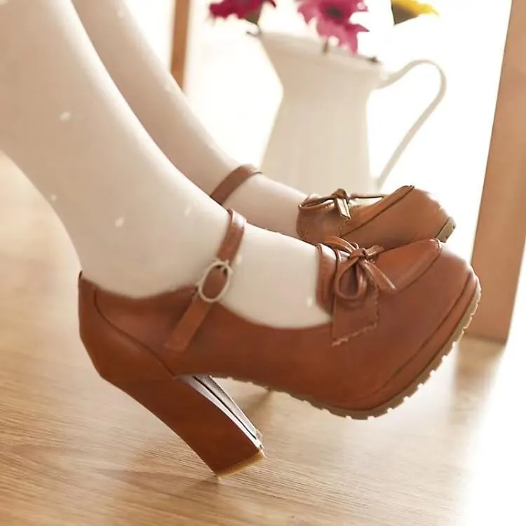 Women's Round Toe Mary Jane Platform High Heel Pumps