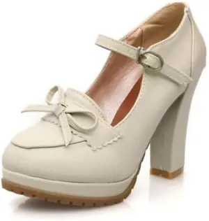 Women's Round Toe Mary Jane Platform High Heel Pumps